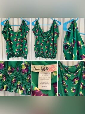 Love & Legend Green Floral Cowl Neck Camisole